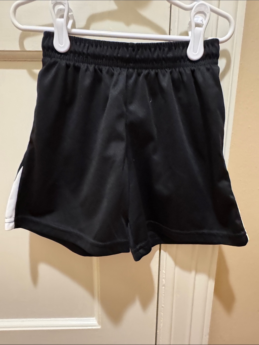 Kids Black Athletic Shorts with White Accent